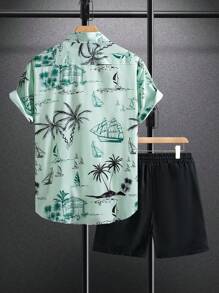 Manfinity RSRT Bộ quần short và áo sơ mi tay ngắn thường ngày đi nghỉ dưỡng dành cho nam màu cam, có họa tiết in kỹ thuật số hình cây nho và hoa với đường nét đơn giản. Được thiết kế với nút cài phía trước, hoàn hảo cho các lễ hội âm nhạc, kỳ nghỉ bãi biển Hawaii và trang phục hàng ngày. Nó cũng là một món quà tuyệt vời cho bạn trai hoặc chồng. Bộ trang phục mùa hè áo sơ mi tay ngắn và quần short dành cho nam, thời trang, bộ quần short nam, trang phục hai mảnh dành cho nam - Nhiều màu - Xem 2