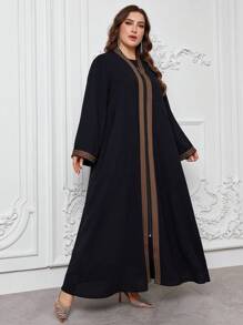 Al Najma Women Arabian Zipper Front Loose Casual Plus Size Dress, Elegant Modest Long Sleeve Open Abaya, For Casual Daily, Robe