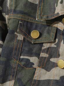 SHEIN Playful Pals Baby Boy Casual Cotton Camo Print Jacket + Tapered Jeans 2pcs Outfit Set, Comfortable Daily Wear - Army Green - View 4