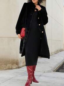 Aveloria Commuter Style Fluffy Blended Fuzzy Longline Loose Overcoat