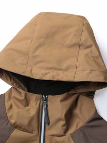 Gym Rark Boyfriend Style Men's Contrast Color Hooded Zip Up Casual Long Sleeve Sports Jacket - Coffee Brown - View 5