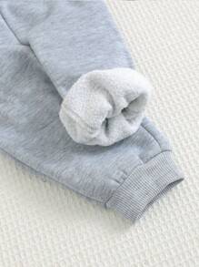 SHEIN 可调节腰部蝴蝶结装饰抽绳裤，秋季孕妇装 - 淺灰色 - 查看 7