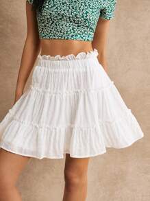 Poéselle 褶邊多層半身裙 - 白色 - 查看 3