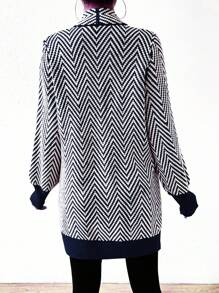 Chiquease 女士纯色拼布长袖开衫，简约风格休闲上衣，适合日常穿着 - 彩色 - 查看 2