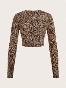 SHEIN Essnce 4 件装休闲简约图案圆领长袖短款修身女式 T 恤，春秋季 - 彩色 - 查看 8