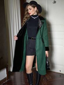 Vintamour Casaco Elegante Retrô Feminino com Bloco de Cor no Colarinho Ajustado, Jaqueta Verde de Manga Longa para Outono/Inverno, Roupa Feminina de Ação de Graças, Casaco de Inverno Térmico Feminino de Manga Longa, Roupa de Natal Feminina, Roupas de Inverno Femininas, Casaco de Inverno Térmico Feminino, Casacos Femininos de Natal, Roupa Feminina Verde de Manga Longa, Roupa Profissional, Roupa de Inverno Feminina, Casaco de Ano Novo