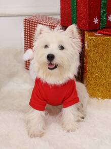 PETSIN 1 件宠物圣诞雪人图案红色卫衣（不含）