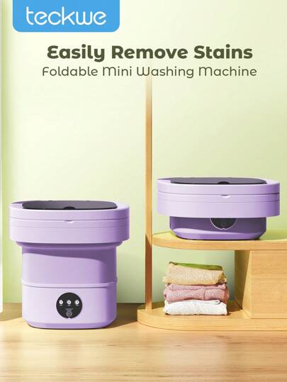 Teckwe Foldable Washing Machine,Portable Bucket-Type Fully Automatic Washing And Drying Machine With 3 Modes Deep Cleaning Of Underwear,Baby Clothes And Other Small Clothes, Suitable For Apartments Dormitories Hotel 6L - EU Plug