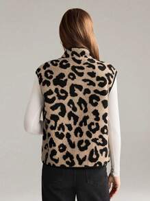 SHEIN Unity New European & American Style French Design Faux Shearling Leopard Print Women Jacket - Multicolor - View 2