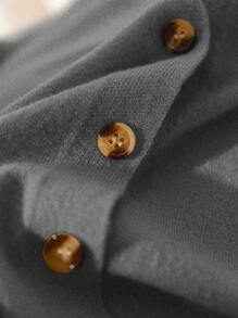 CosyJoli Áo len cardigan dài tay đơn giản cổ chữ V cài nút phía trước cỡ lớn dành cho nữ, dùng cho mùa đông - Xám - Xem 6