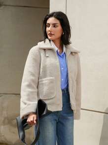 Aveloria Women's Casual Chic Commuting Turndown Collar Pile Jacket, Autumn/Winter