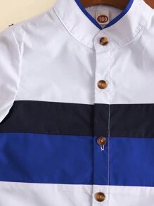 年轻男孩休闲长袖领衬衫和短裤套装，袖口可调节设计，时尚街头时尚，舒适，适合户外玩耍、上学、秋冬季 - 彩色 - 查看 4