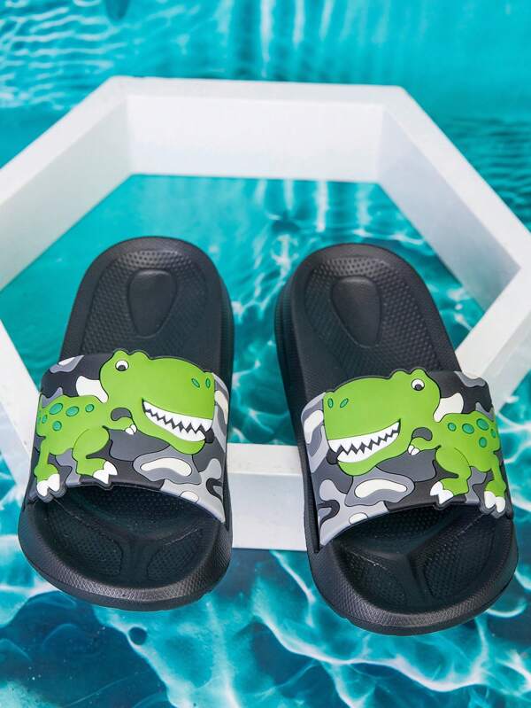 Boys' Comfortable Casual Lightweight Cute Cartoon Foam Slippers, Summer