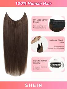 Halo Invisible Wire Human Hair Extensions With Transparent Headband Adjustable Size Removable Secure Clips Hair Extensions