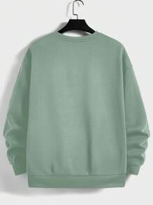 EURMUSE 男式基本款十字徽标印花修身运动衫 - 綠色 - 查看 2