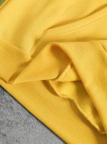 Manfinity EMRG Sudadera con capucha casual de manga larga con estampado de letras para hombres, otoño/invierno - Amarillo - Ver 4