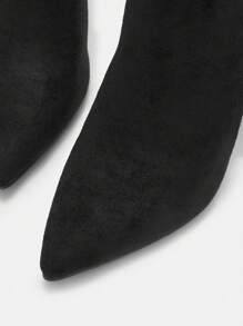 CUCCOO BIZCHIC Printed Wood Grain Thick Heel Pointed Toe Ankle Boots For Christmas And New Year Holiday - Black - View 7