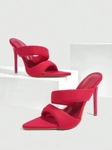 CUCCOO SZL Women Pointed Toe High Heel Sandals - Red - View 6