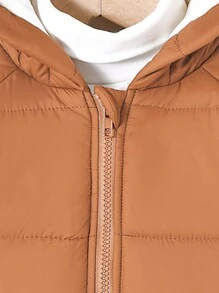 Baby Girl Winter White Brown Jacket,Cute Bear Embroidery 3D Ear Hooded Thick Coat - Brown - View 5