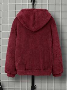 SHEIN Tween Boy Embroidered Two-Sided Fleece Hoodie Pullover, Casual