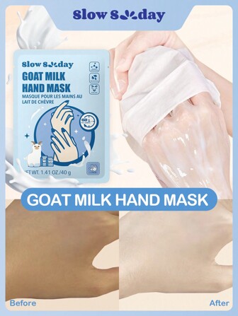 Masque pour les mains au lait de chèvre SlowSunday, avec niacinamide et hyaluronate de sodium, convient pour les voyages d'affaires et les voyages, styles cosy d'automne et d'hiver, convient pour l'automne et l'hiver, Y2K, pour Halloween, les fêtes et les cadeaux, Thanksgiving et Nouvel An, cadeau de remerciement, pour Noël, cadeaux de Noël
