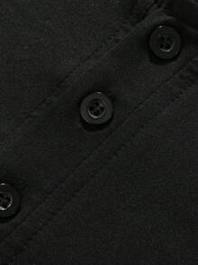 Manfinity Homme Men Casual Plain Half Button Up Long Sleeve T-Shirt, Spring/Autumn, Black Plain Casual Work Long Sleeve T-Shirt, Boyfriend Gift