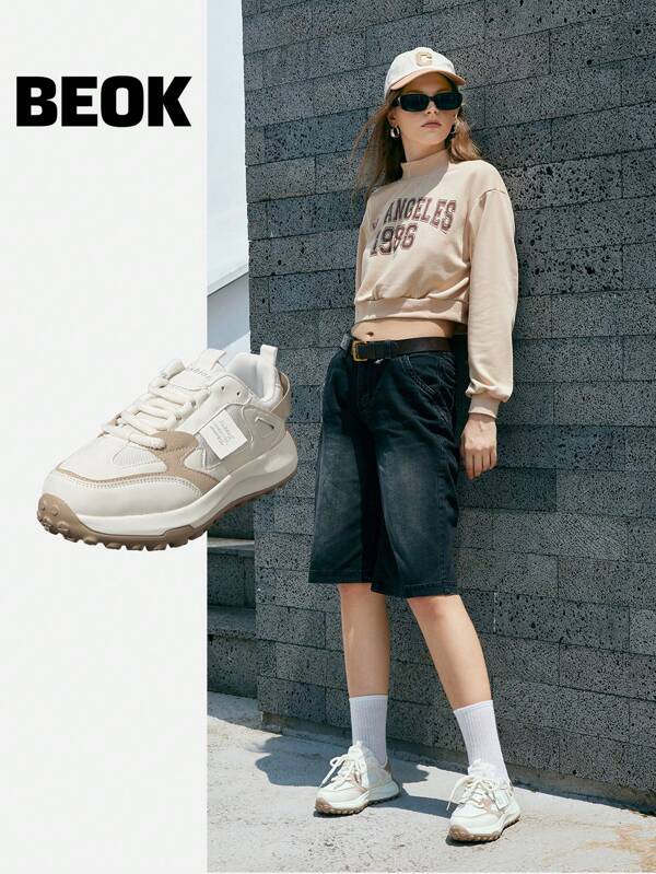 Beok Pantofi de alergat la modă, cu plasă de culoare kaki, respirabili, antiderapante, pentru femei, primăvară și toamnă Halloween, Crăciun, pentru studenți, pantofi pentru skateboarding, toamnă, iarnă, pantofi sport casual