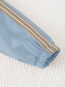 Cozy Pixies 男婴撞色带休闲连帽夹克 - 藍白色 - 查看 11