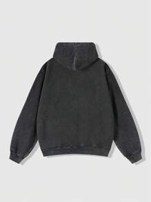 ROMWE MEN Street Life Sudadera con capucha de manga larga con estampado de figura para hombres