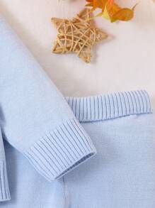 SHEIN Playful Pals Baby Boy Cute Cartoon Bear Knitted Sweater And Pants 2pcs Set, Fashion And Versatile, Suitable For Autumn/Winter