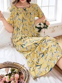 CottageSlumber Bubble Print Ruffle Trim Women's Nightgown Babydoll Holiday Season - Yellow - View 5