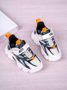 Low Top Teens Boys' Fashion Chunky Sneakers, Contrast Color Design, Adjustable Hook & Loop Closure, Easy To Wear, Suitable For Everyday, Campus, Student, Autumn/Winter - Multicolor - View 3