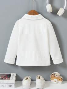 SHEIN Áo thun polo trắng cho bé trai, đa năng cho trang phục thường ngày và phong cách thể thao! Chiếc áo polo cho bé trai này mang đến sự thoải mái và thời trang cho bé yêu của bạn. - trắng - Xem 2