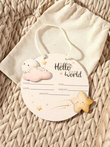 新生儿出生公告木制云牌，新生儿摄影道具，婴儿纪念礼物 - 彩色 - 查看 8