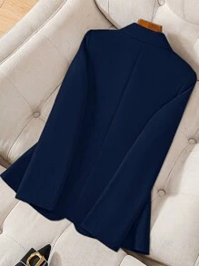 Franclia Áo len cardigan dệt kim cổ bẻ tay dài thắt nơ phía trước - Màu xanh hải quân - Xem 2