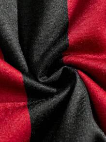 Manfinity VCAY Men's Letter & Striped Print Crew Neck Short Sleeve Casual T-Shirt And Drawstring Waist Shorts Set - Red - View 4