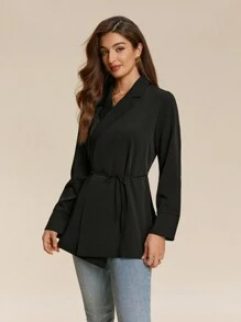Almamuse 1 pièce Top à manches longues pour femmes avec attache croisée à la taille, design élégant