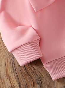 女婴粉色套头衫套装，大蝴蝶结圆领长袖上衣搭配圆点破洞裤，秋季甜美可爱时尚装扮 - 粉色 - 查看 7