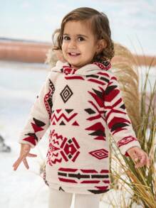 女婴图案羊毛连帽户外连衣裙 - 彩色 - 查看 4