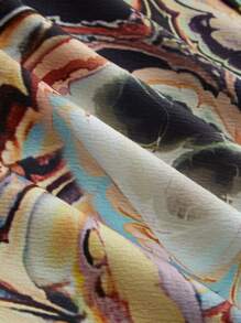 Flirla 大码喇叭裤，全身印花和流苏装饰，休闲 - 彩色 - 查看 5