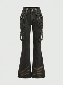 パンツ check hem zip flare pants y2k 00s punk check hem zip flare pants y2k 00s punk - メルカリ