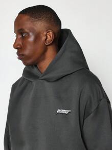 Sumwon Society Premium Street Style Hoodie Oversized Comfort Fit Essential Sweatshirt Contemporary Urban Collection Monochrome Loungewear - Dark Grey - View 3