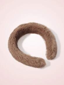 SHEIN MOD 1pc Women's Cute, Basic, Polka Dot, Padded Brown Wide Plush Headband, Suitable For Casual Wear Hair Band Diadema Hair Hoop