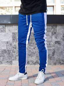 Aesthetic Post Quần nỉ thể thao nam cạp rút có đường may bên hông tương phản - Xanh đậm - Xem 1