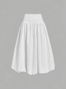SHEIN MOD Váy midi nữ màu trắng giản dị Váy phồng Váy bồng bềnh màu trắng Váy công chúa sinh nhật cho nữ - trắng - Xem 1