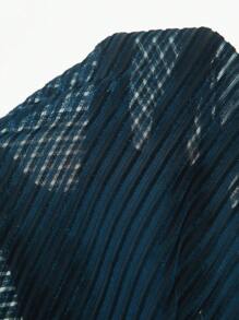 Ribbed Velvet Lace Patchwork Long Sleeve Plus Size Nightgown - Dark Green - View 5