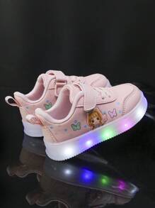 Baby Sneakers New Fashion Girls Cartoon LED Light Shoes, Casual Soft Sole Non-Slip Wear-Resistant Sports Shoes For School, Spring And Autumn - Pink - View 5