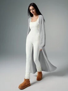 Poéselle 女士休闲纯色落肩宽松开衫秋冬季