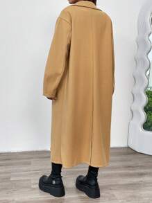 Chiquease Notched Collar Single Breasted Patch Pocket Camel Overcoat - Camel - View 2