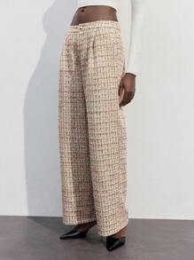Maija Pantalones de tweed rectos y holgados de mujer, versátiles, para el otoño - Multicolor - Ver 6